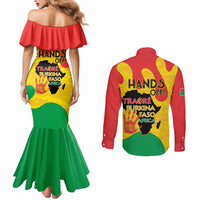 Hands Off Traore Burkina Faso Africa Couples Matching Mermaid Dress and Long Sleeve Button Shirt