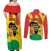 Hands Off Traore Burkina Faso Africa Couples Matching Off Shoulder Maxi Dress and Long Sleeve Button Shirt