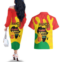 Hands Off Traore Burkina Faso Africa Couples Matching Off The Shoulder Long Sleeve Dress and Hawaiian Shirt