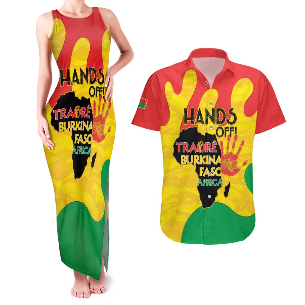 Hands Off Traore Burkina Faso Africa Couples Matching Tank Maxi Dress and Hawaiian Shirt