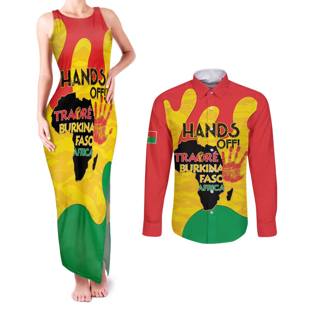 Hands Off Traore Burkina Faso Africa Couples Matching Tank Maxi Dress and Long Sleeve Button Shirt