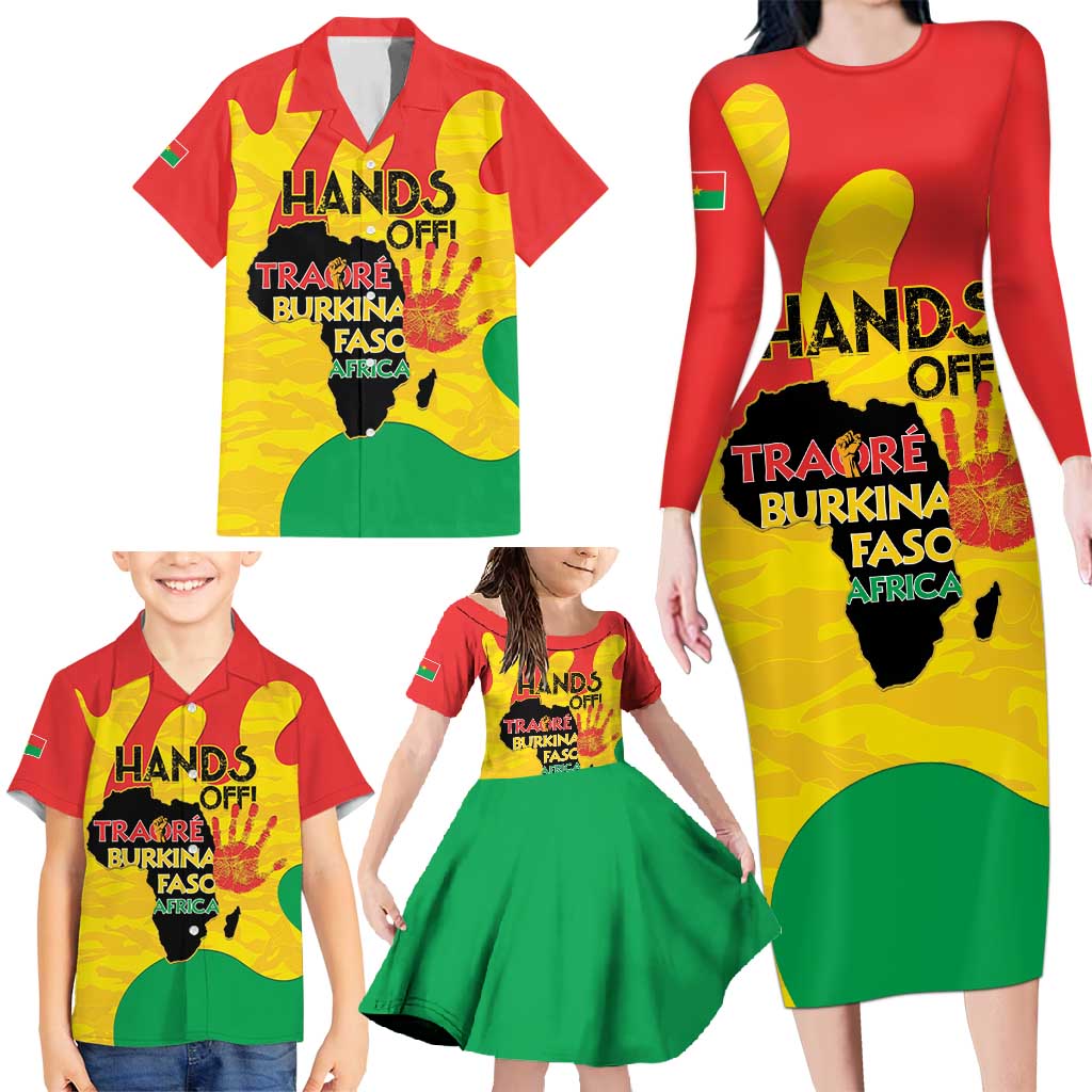 Hands Off Traore Burkina Faso Africa Family Matching Long Sleeve Bodycon Dress and Hawaiian Shirt