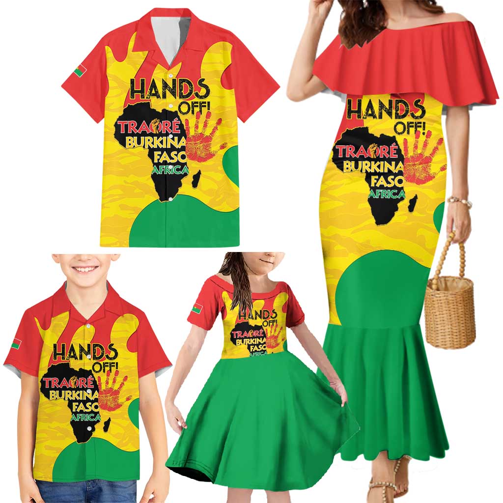 Hands Off Traore Burkina Faso Africa Family Matching Mermaid Dress and Hawaiian Shirt