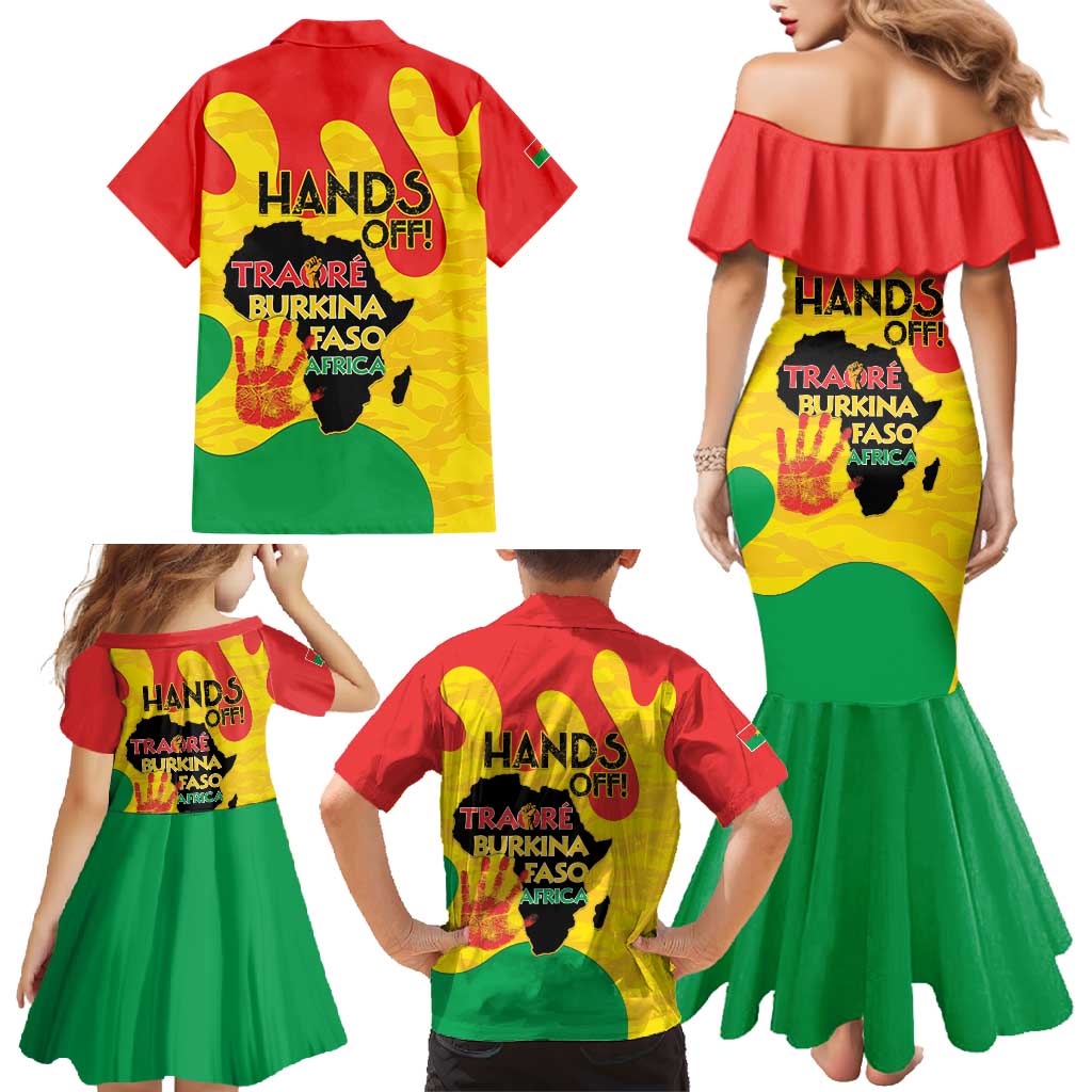 Hands Off Traore Burkina Faso Africa Family Matching Mermaid Dress and Hawaiian Shirt