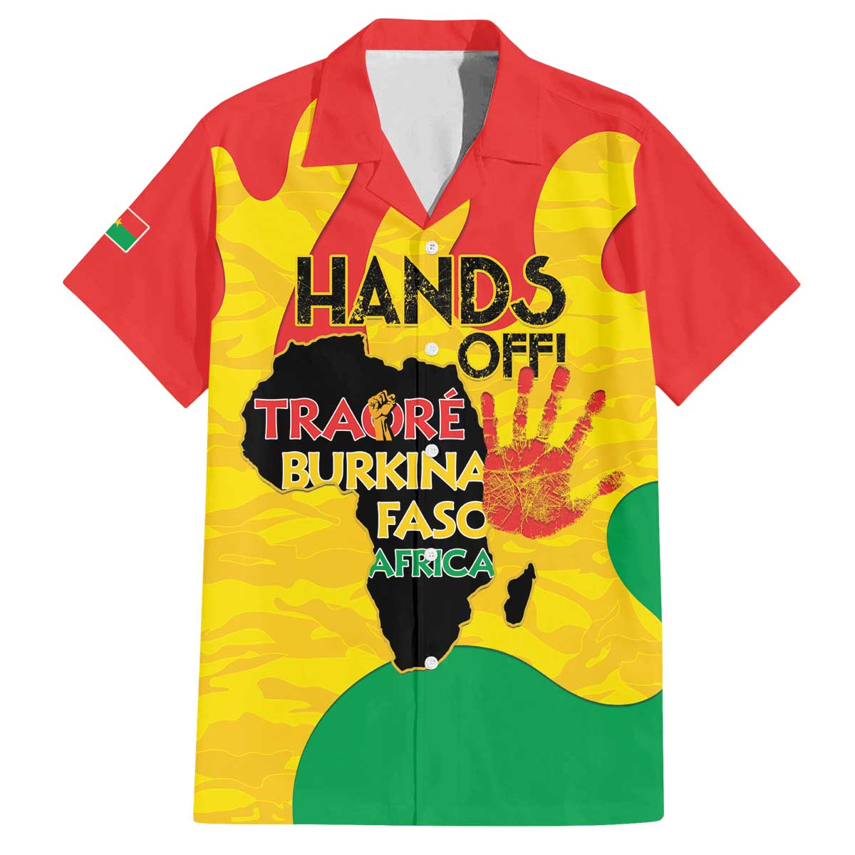Hands Off Traore Burkina Faso Africa Family Matching Off The Shoulder Long Sleeve Dress and Hawaiian Shirt