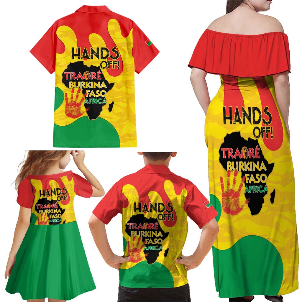 Hands Off Traore Burkina Faso Africa Family Matching Off Shoulder Maxi Dress and Hawaiian Shirt