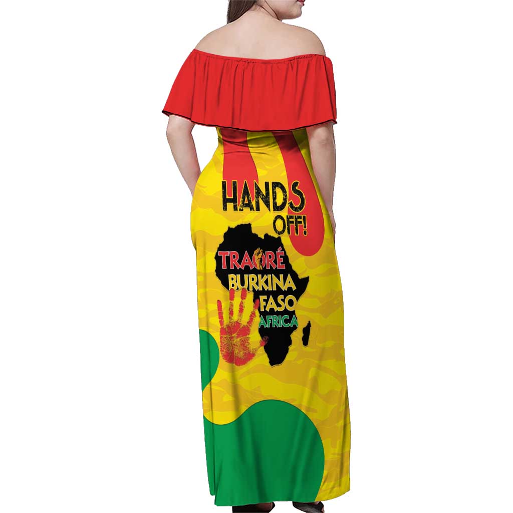 Hands Off Traore Burkina Faso Africa Family Matching Off Shoulder Maxi Dress and Hawaiian Shirt