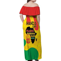 Hands Off Traore Burkina Faso Africa Family Matching Off Shoulder Maxi Dress and Hawaiian Shirt