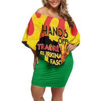 Hands Off Traore Burkina Faso Africa Family Matching Off Shoulder Short Dress and Hawaiian Shirt
