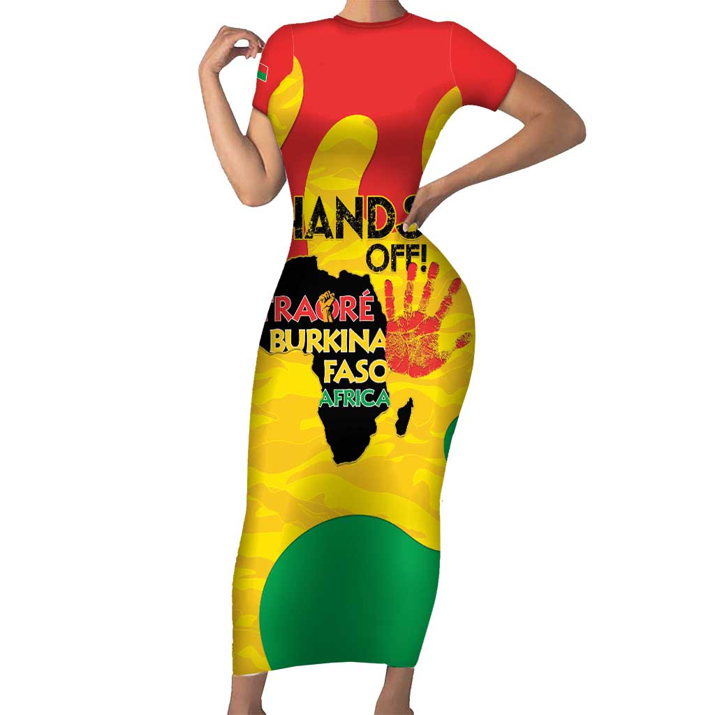 Hands Off Traore Burkina Faso Africa Family Matching Short Sleeve Bodycon Dress and Hawaiian Shirt