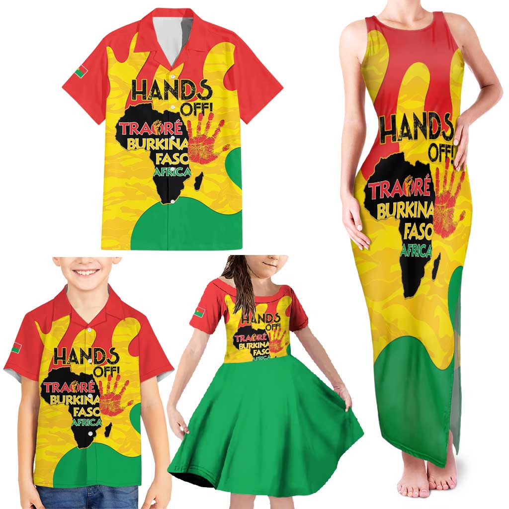 Hands Off Traore Burkina Faso Africa Family Matching Tank Maxi Dress and Hawaiian Shirt