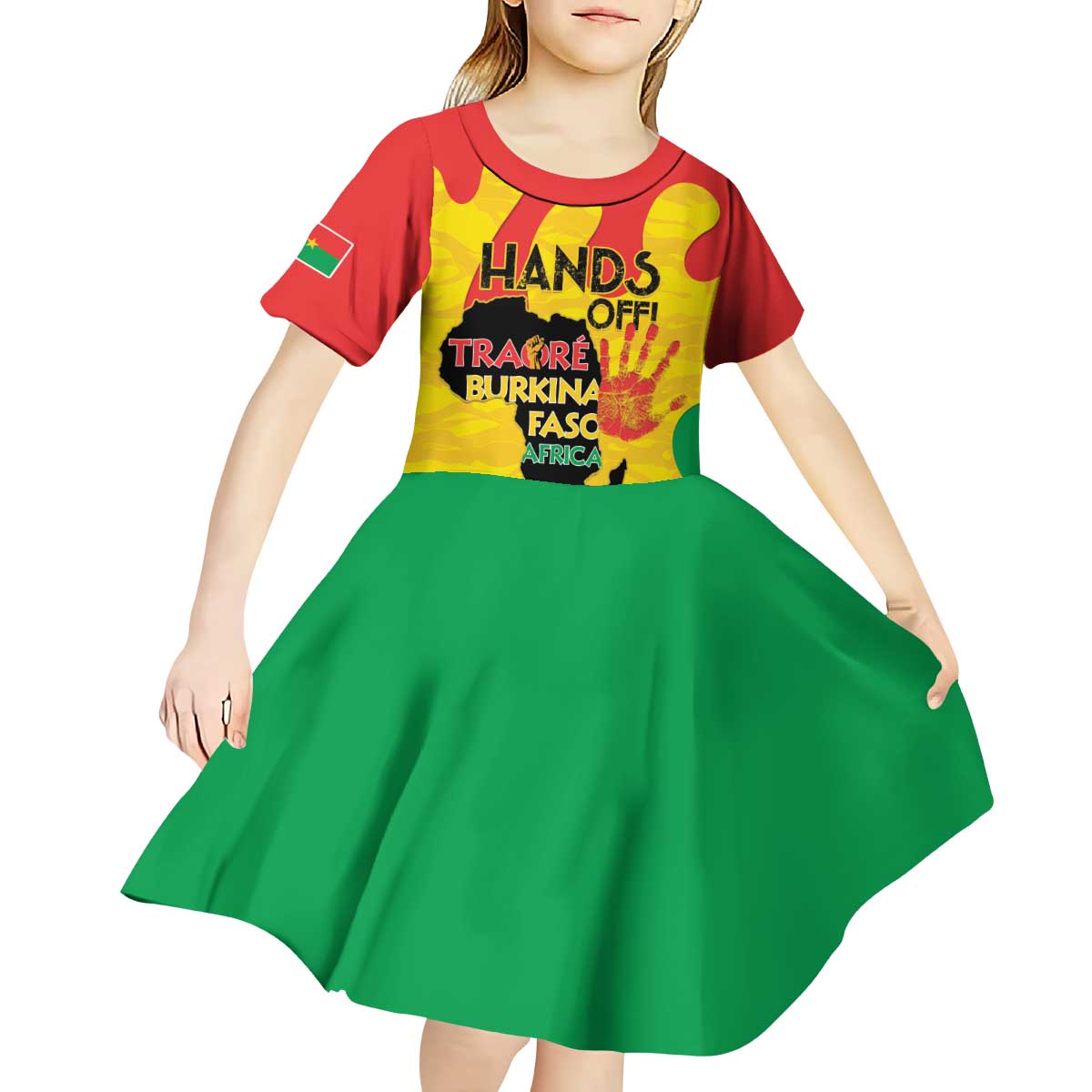 Hands Off Traore Burkina Faso Africa Kid Short Sleeve Dress