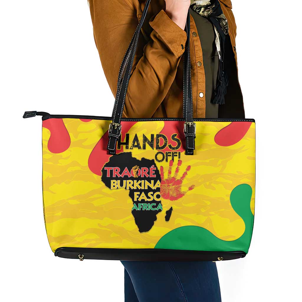 Hands Off Traore Burkina Faso Africa Leather Tote Bag