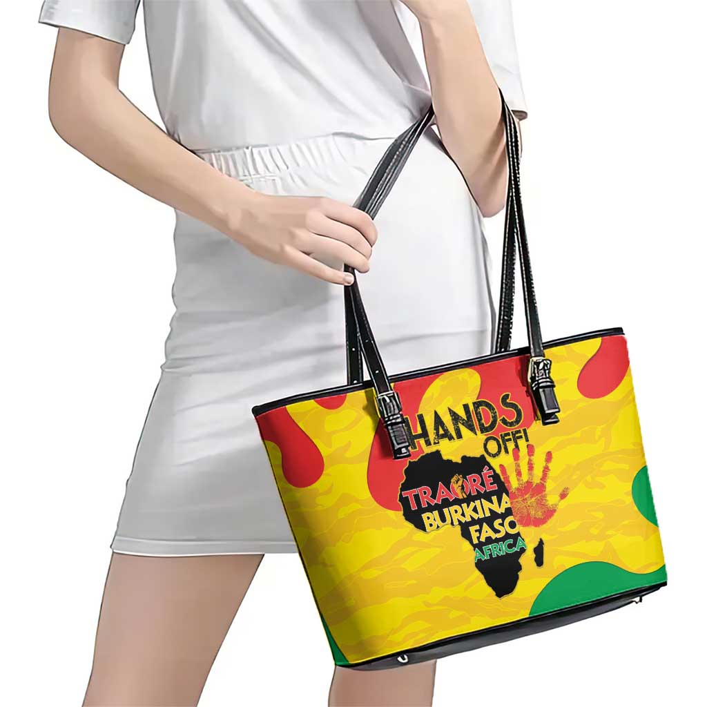 Hands Off Traore Burkina Faso Africa Leather Tote Bag