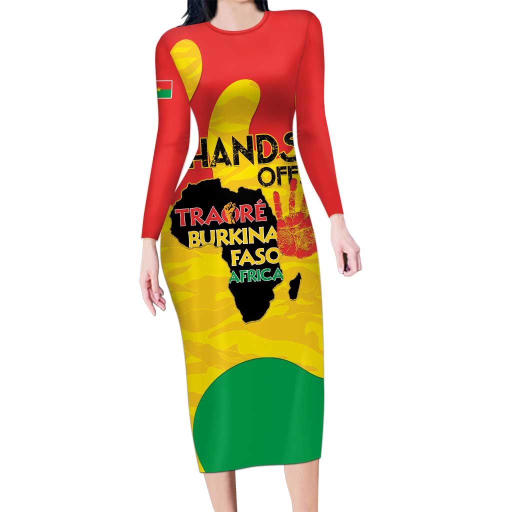 Hands Off Traore Burkina Faso Africa Long Sleeve Bodycon Dress
