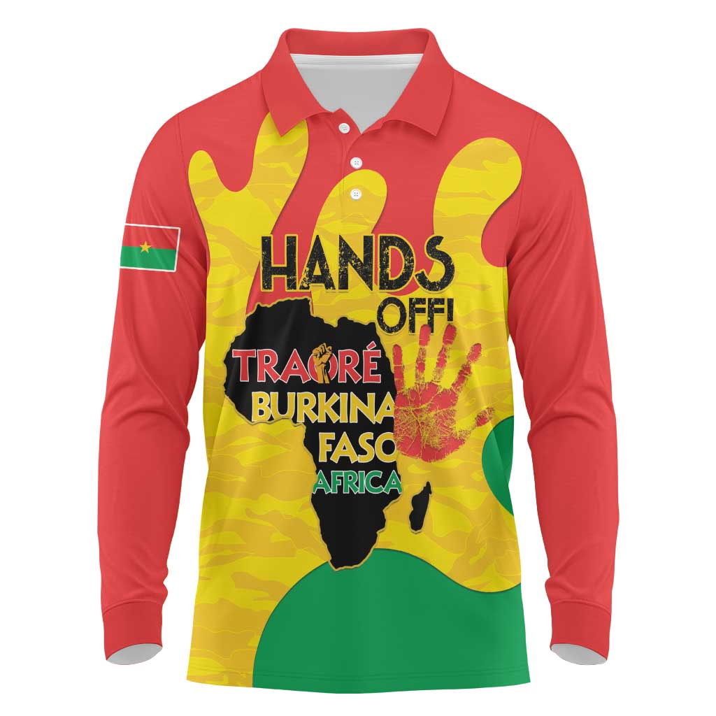 Hands Off Traore Burkina Faso Africa Long Sleeve Polo Shirt