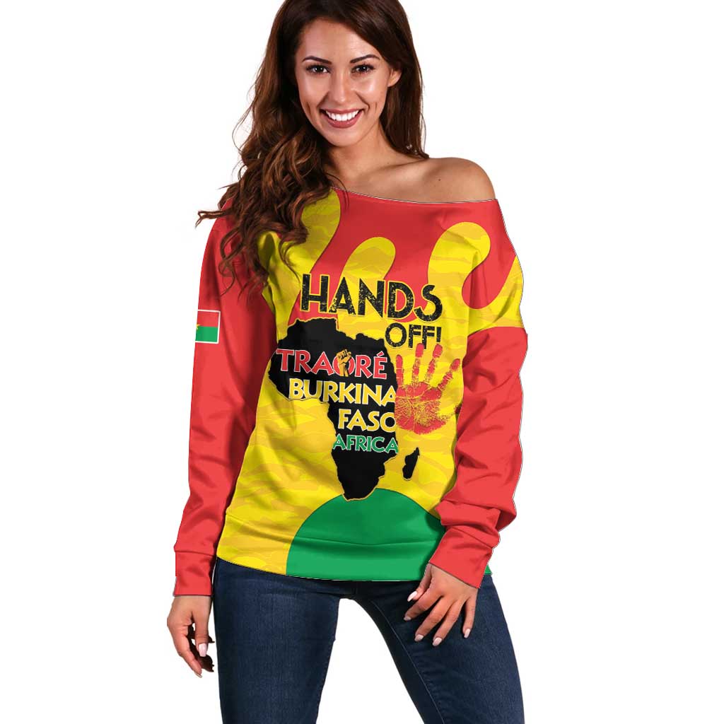 Hands Off Traore Burkina Faso Africa Off Shoulder Sweater
