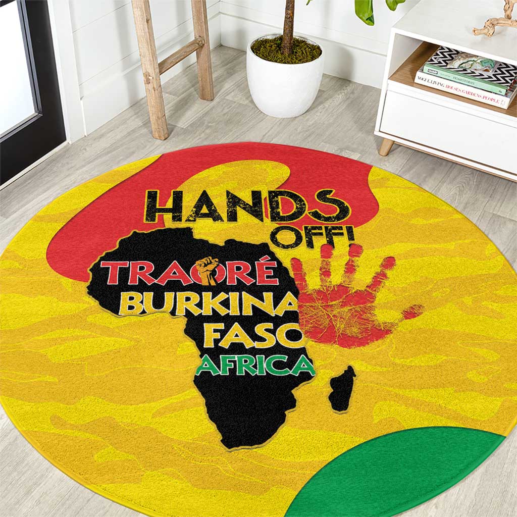 Hands Off Traore Burkina Faso Africa Round Carpet