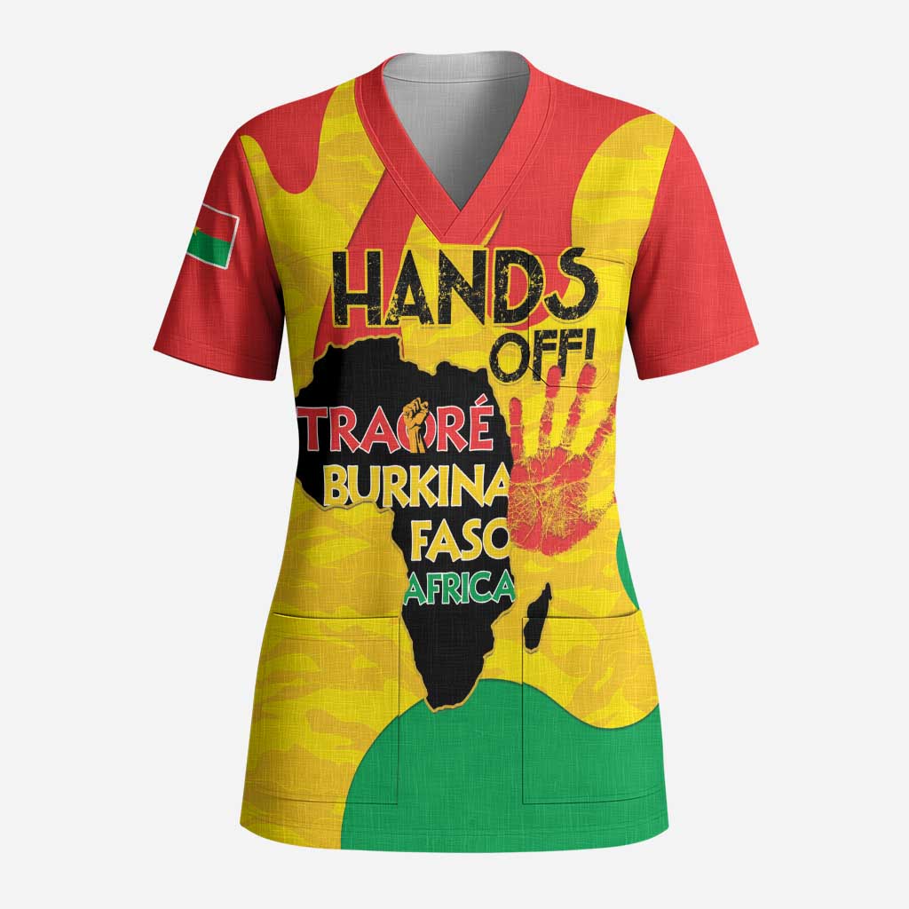 Hands Off Traore Burkina Faso Africa Scrub Top - Wonder Print Shop