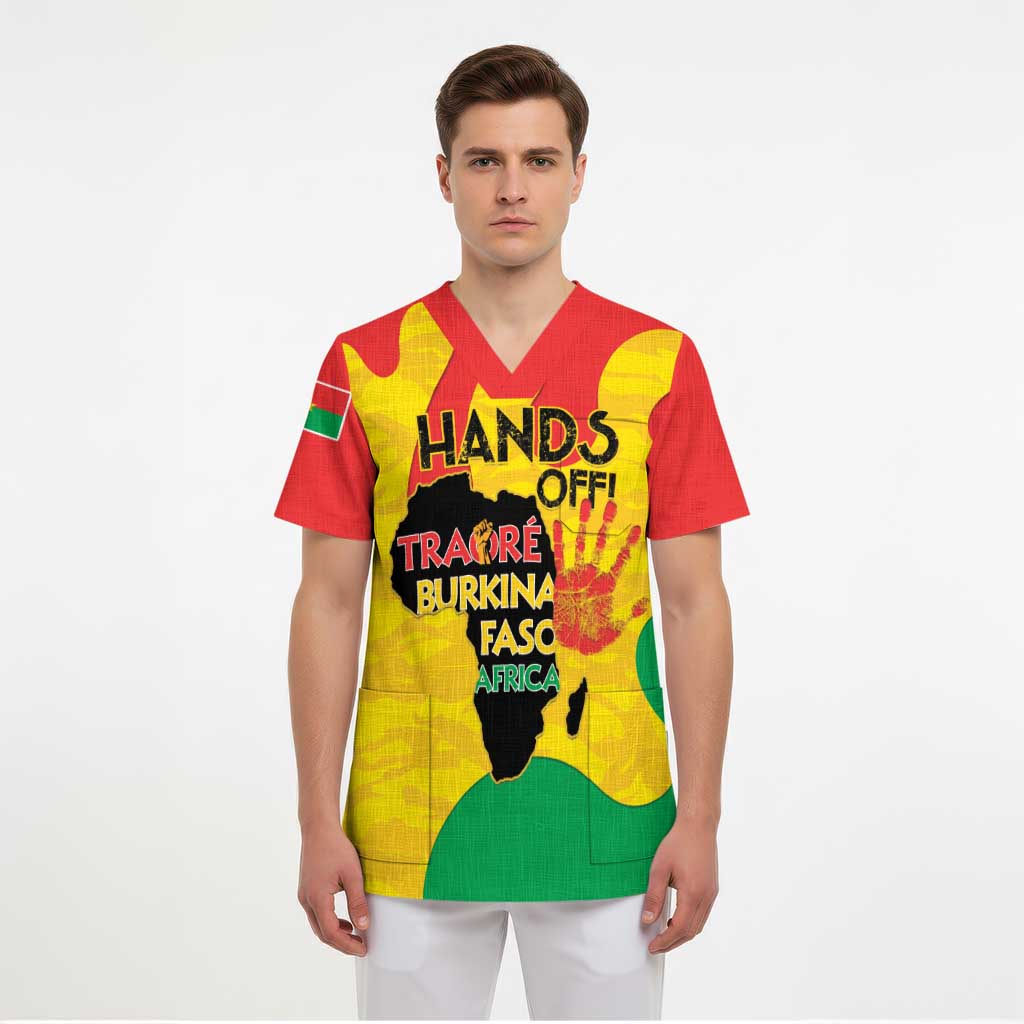 Hands Off Traore Burkina Faso Africa Scrub Top - Wonder Print Shop