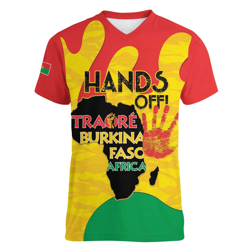 Hands Off Traore Burkina Faso Africa Women V-Neck T-Shirt