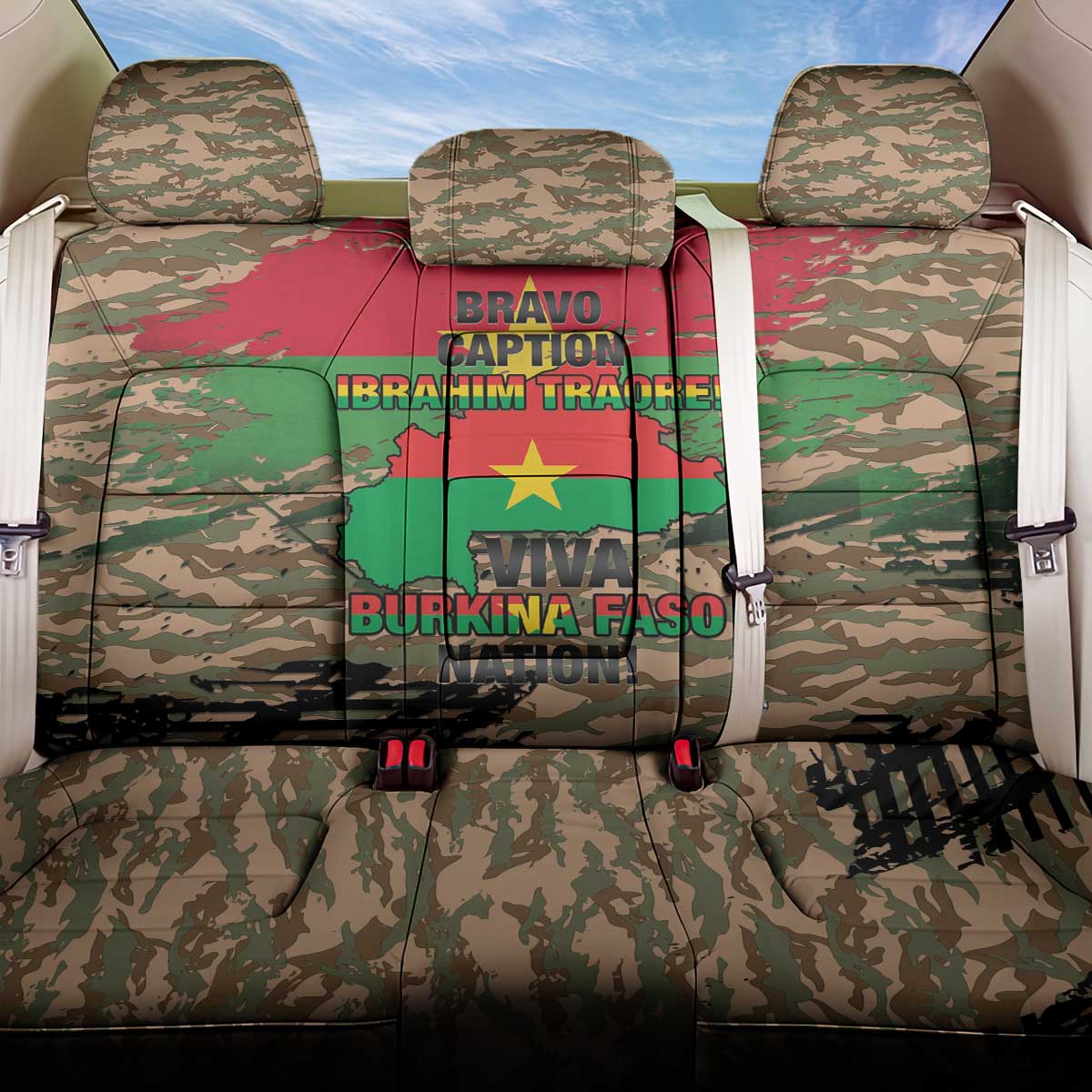 Burkina Faso Military Back Car Seat Cover Bravo Caption Traore! Viva Burkina Faso Nation!