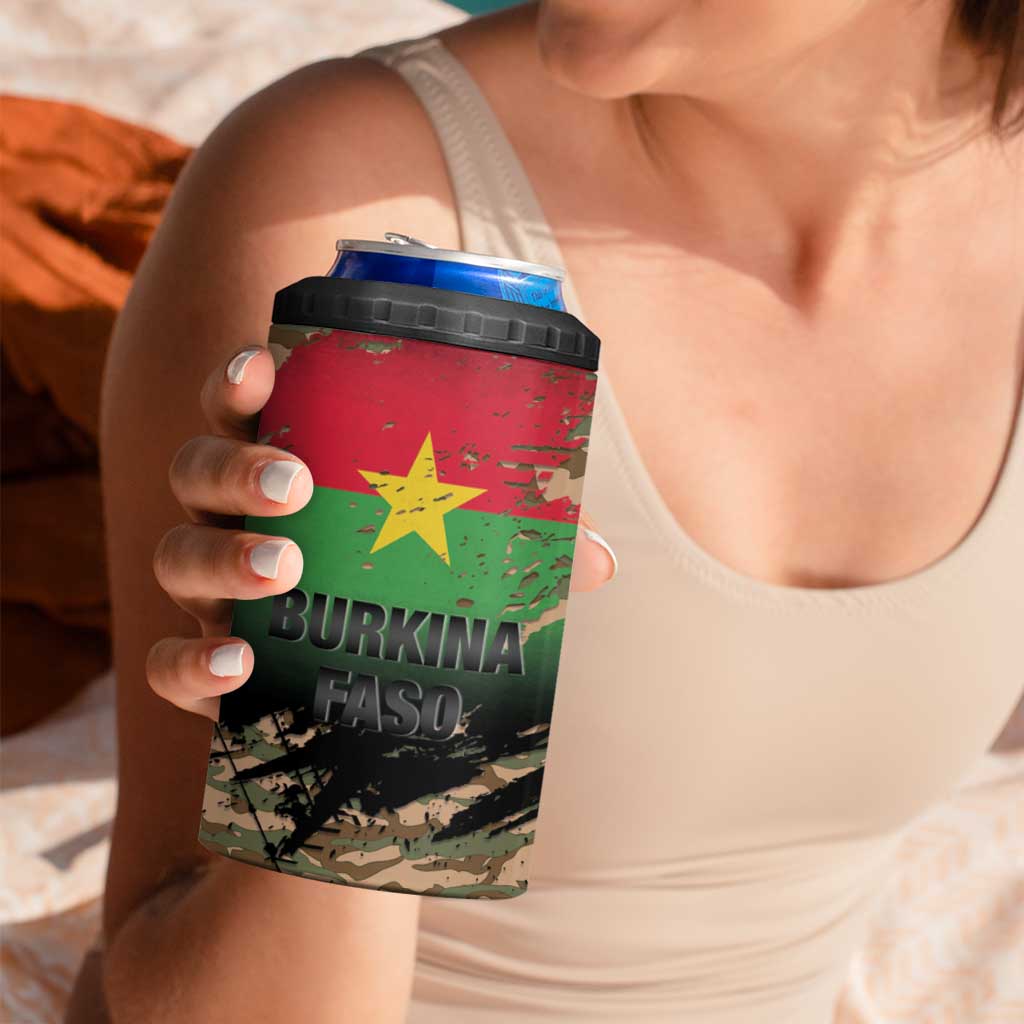 Burkina Faso Military 4 in 1 Can Cooler Tumbler Bravo Caption Traore! Viva Burkina Faso Nation!