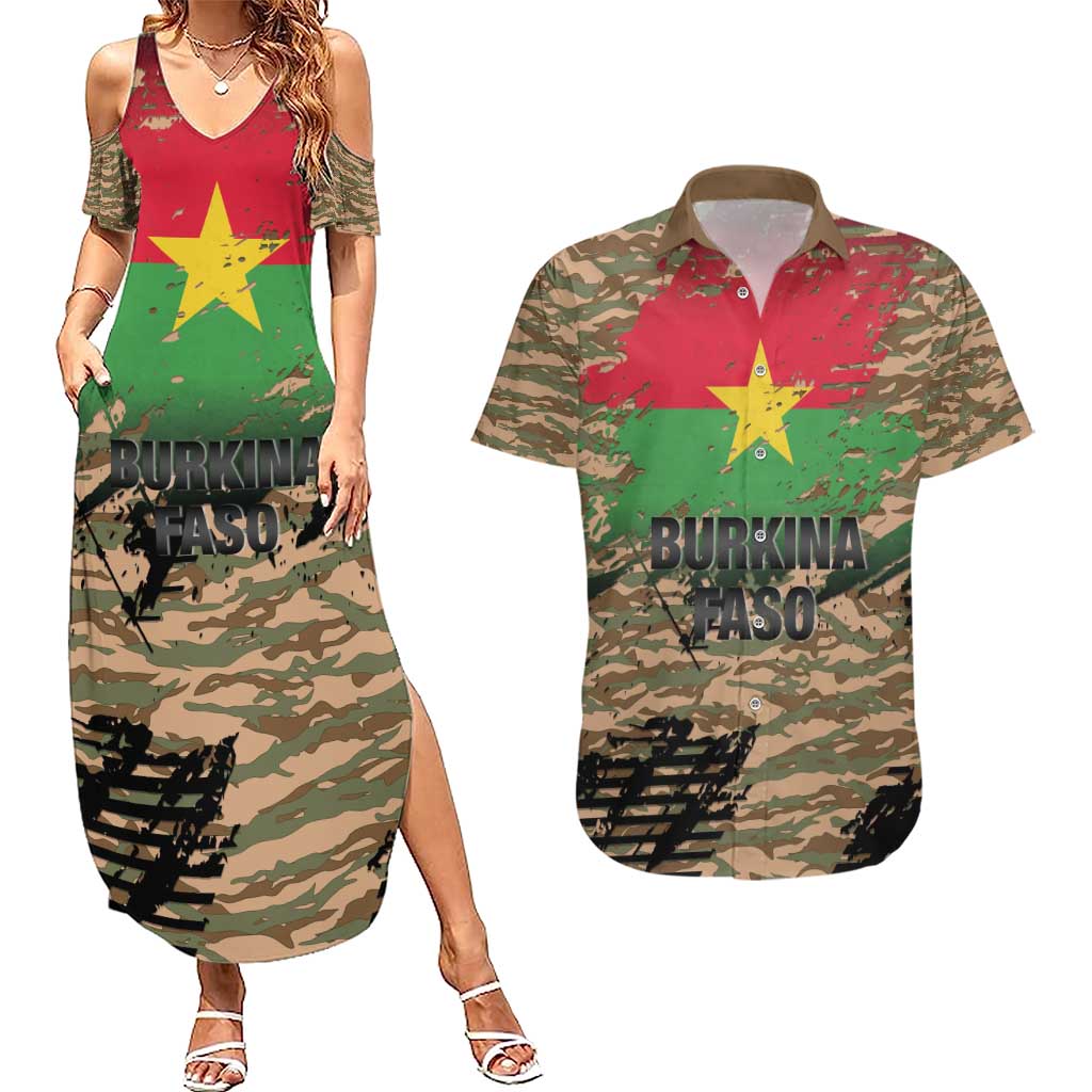 Burkina Faso Military Couples Matching Summer Maxi Dress and Hawaiian Shirt Bravo Caption Traore! Viva Burkina Faso Nation!