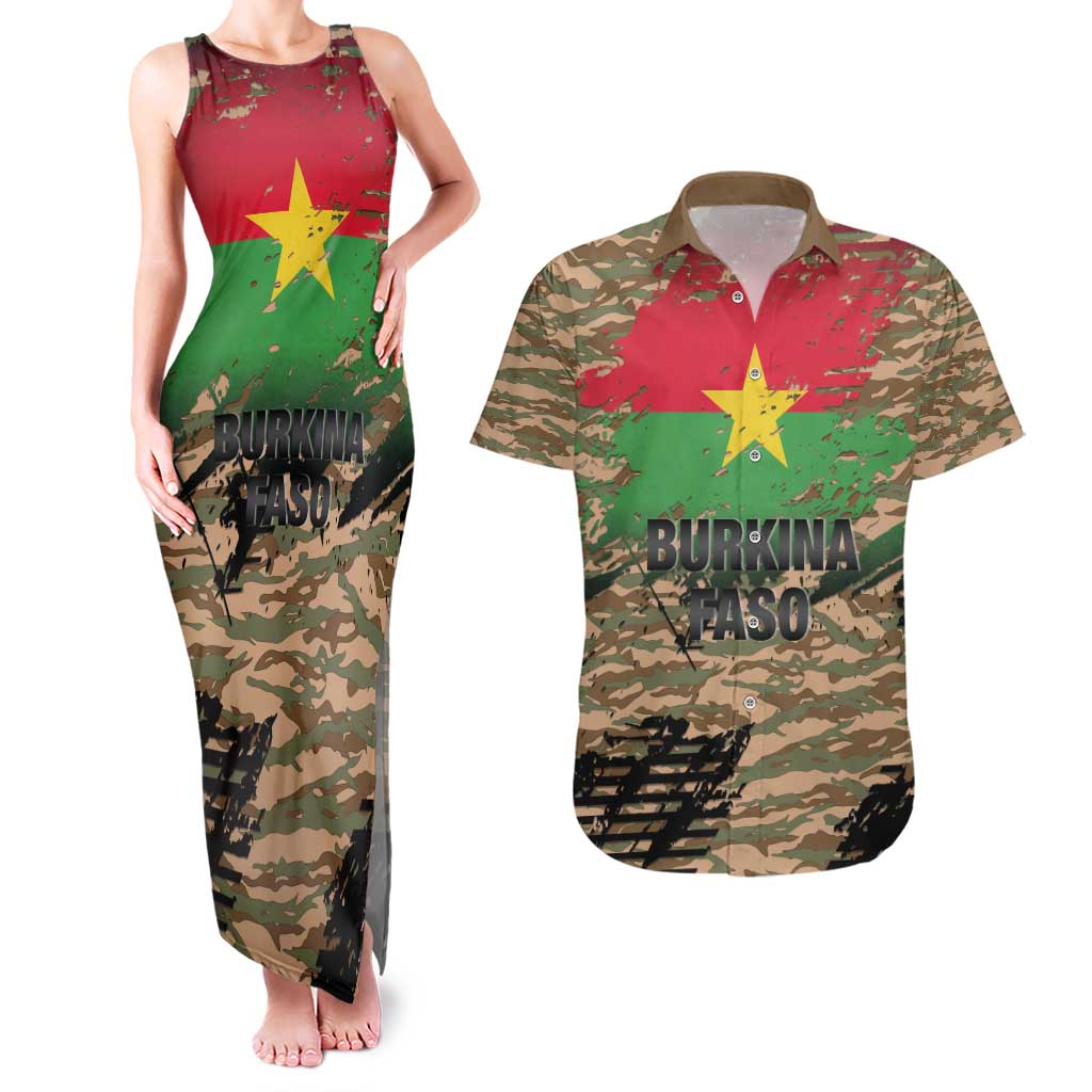 Burkina Faso Military Couples Matching Tank Maxi Dress and Hawaiian Shirt Bravo Caption Traore! Viva Burkina Faso Nation!
