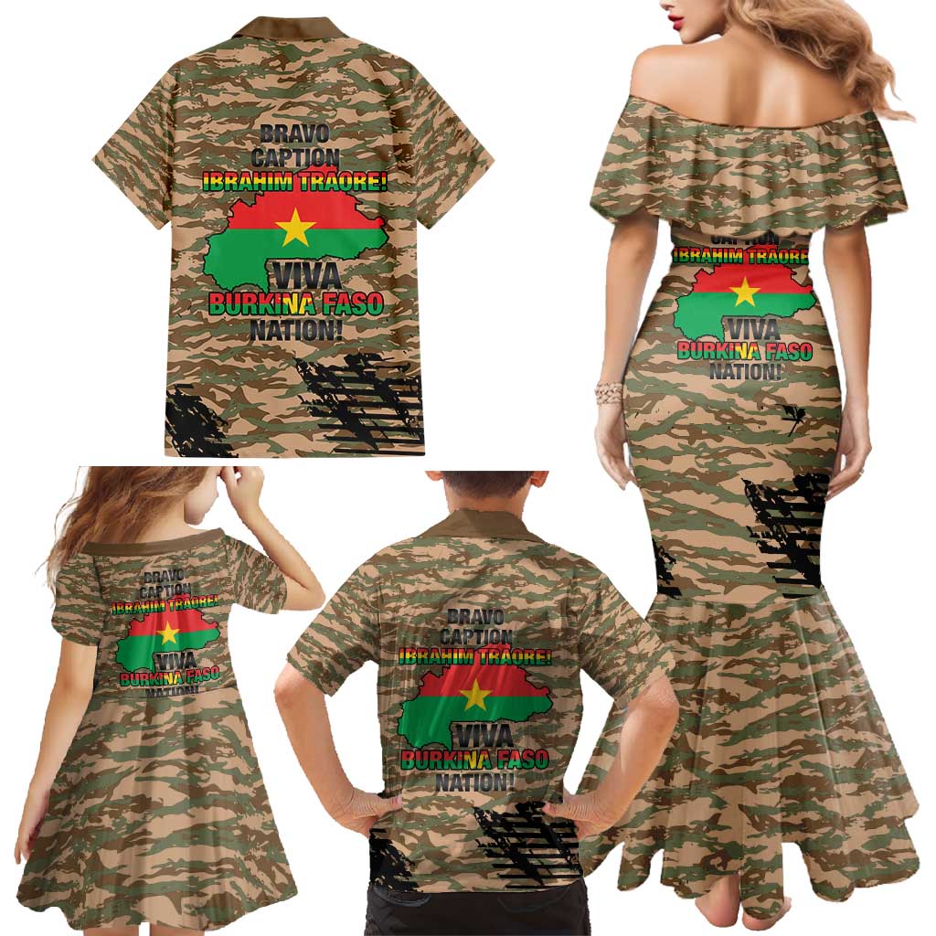 Burkina Faso Military Family Matching Mermaid Dress and Hawaiian Shirt Bravo Caption Traore! Viva Burkina Faso Nation!
