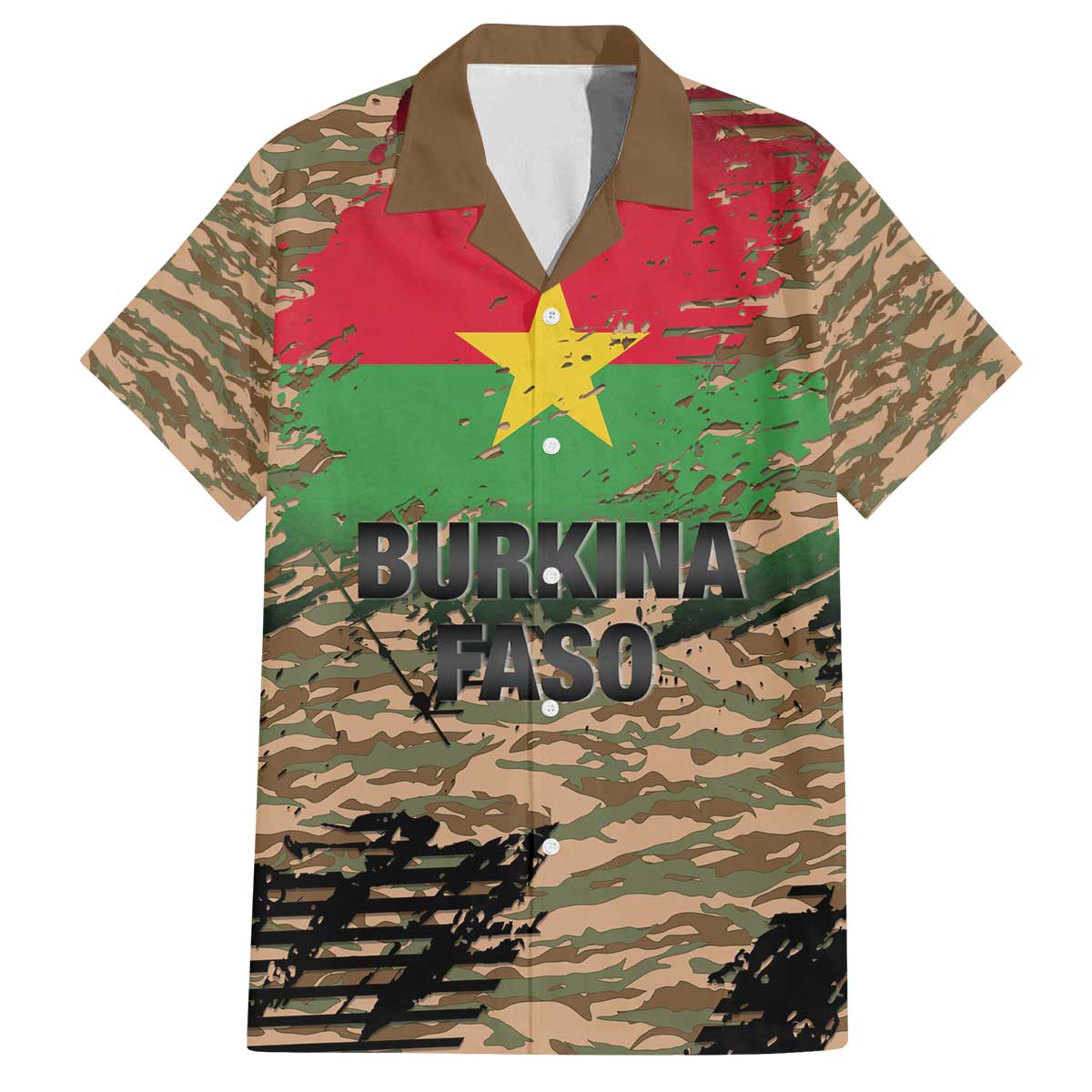 Burkina Faso Military Family Matching Off The Shoulder Long Sleeve Dress and Hawaiian Shirt Bravo Caption Traore! Viva Burkina Faso Nation!