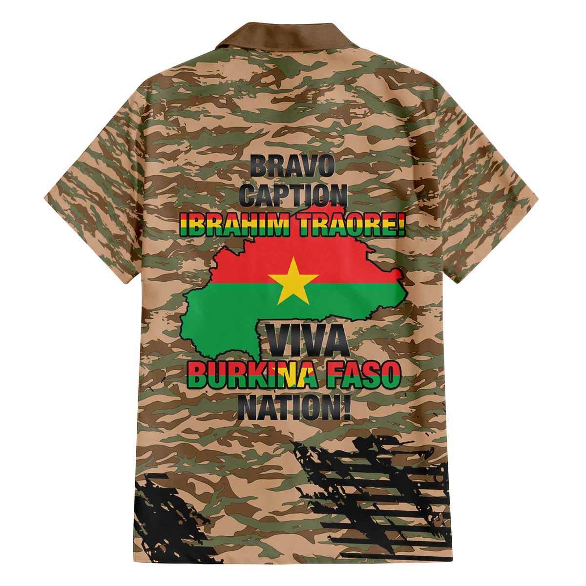 Burkina Faso Military Family Matching Off The Shoulder Long Sleeve Dress and Hawaiian Shirt Bravo Caption Traore! Viva Burkina Faso Nation!
