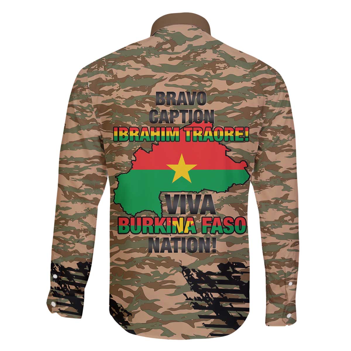 Burkina Faso Military Family Matching Off The Shoulder Long Sleeve Dress and Hawaiian Shirt Bravo Caption Traore! Viva Burkina Faso Nation!