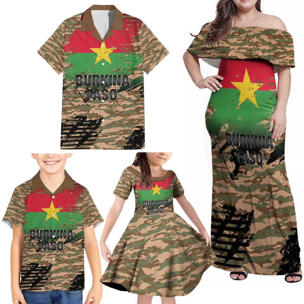 Burkina Faso Military Family Matching Off Shoulder Maxi Dress and Hawaiian Shirt Bravo Caption Traore! Viva Burkina Faso Nation!