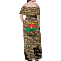 Burkina Faso Military Family Matching Off Shoulder Maxi Dress and Hawaiian Shirt Bravo Caption Traore! Viva Burkina Faso Nation!