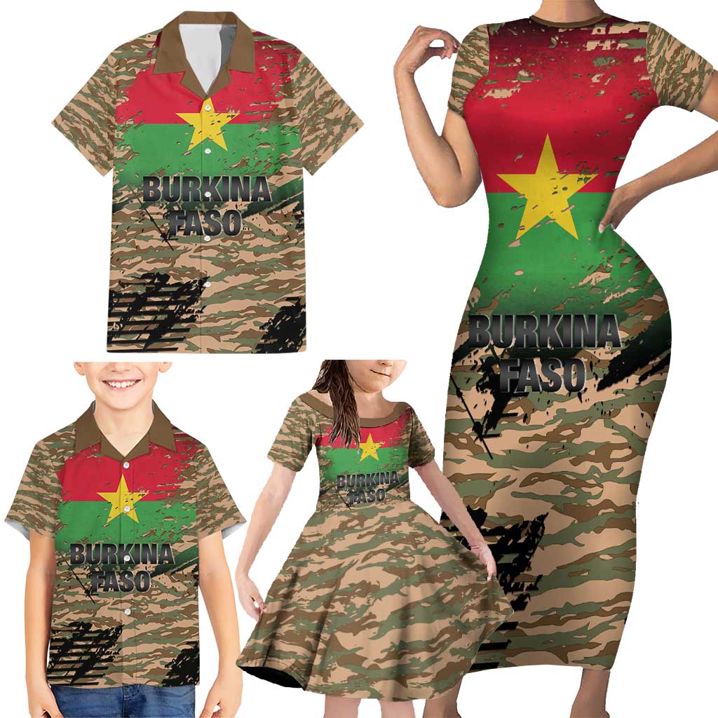 Burkina Faso Military Family Matching Short Sleeve Bodycon Dress and Hawaiian Shirt Bravo Caption Traore! Viva Burkina Faso Nation!