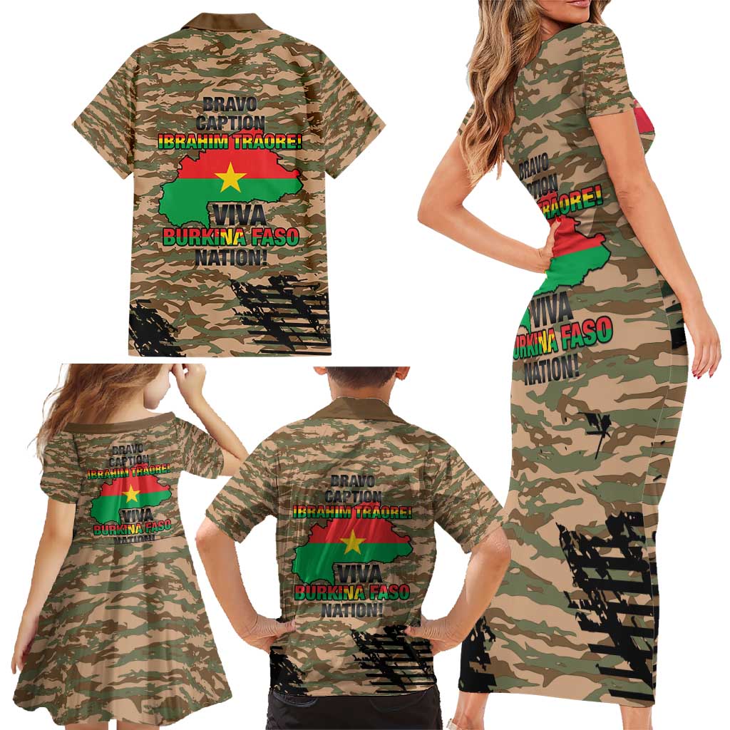 Burkina Faso Military Family Matching Short Sleeve Bodycon Dress and Hawaiian Shirt Bravo Caption Traore! Viva Burkina Faso Nation!