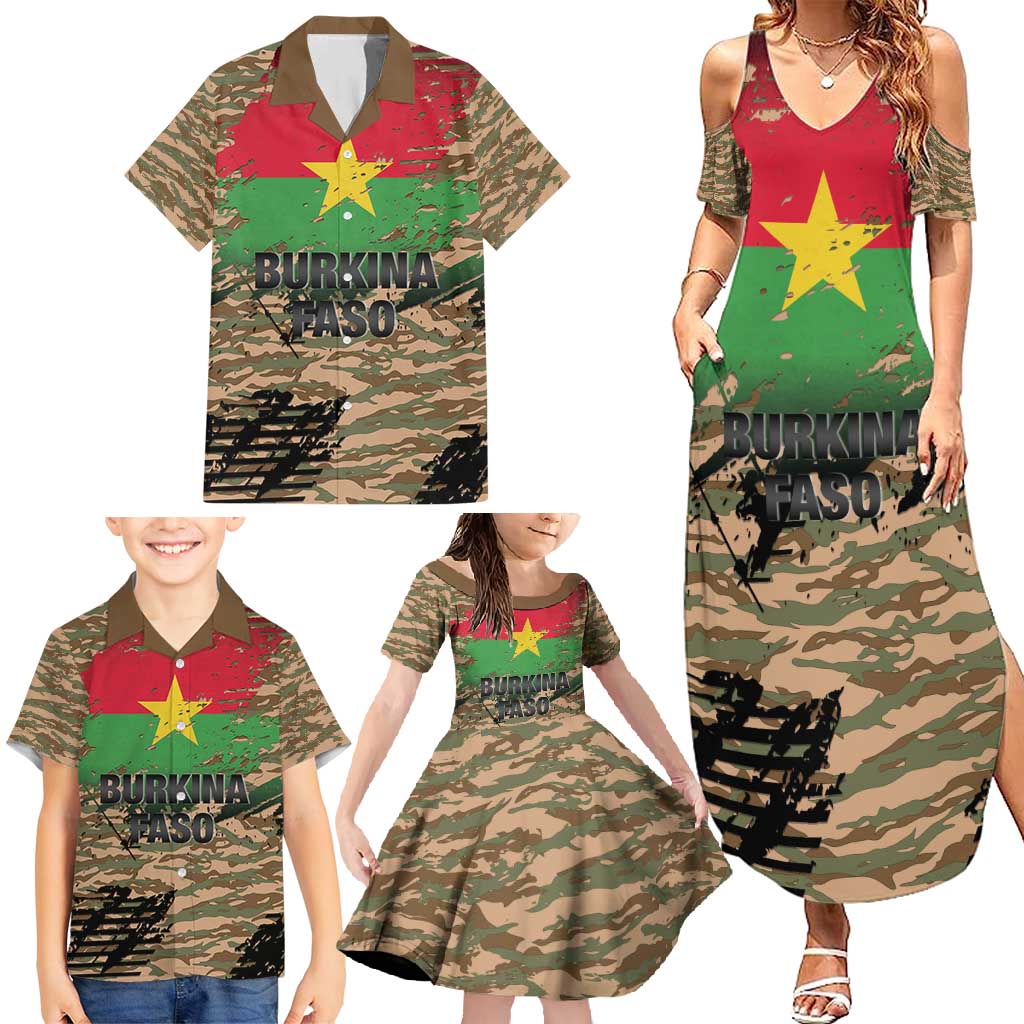 Burkina Faso Military Family Matching Summer Maxi Dress and Hawaiian Shirt Bravo Caption Traore! Viva Burkina Faso Nation!