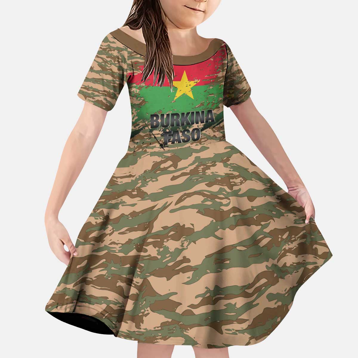 Burkina Faso Military Kid Short Sleeve Dress Bravo Caption Traore! Viva Burkina Faso Nation!
