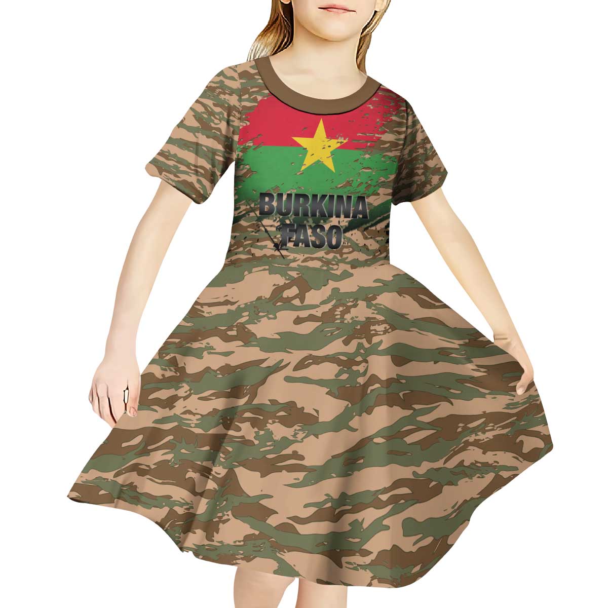 Burkina Faso Military Kid Short Sleeve Dress Bravo Caption Traore! Viva Burkina Faso Nation!