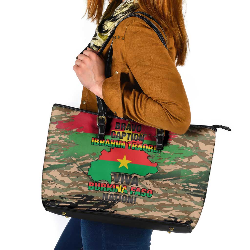 Burkina Faso Military Leather Tote Bag Bravo Caption Traore! Viva Burkina Faso Nation!