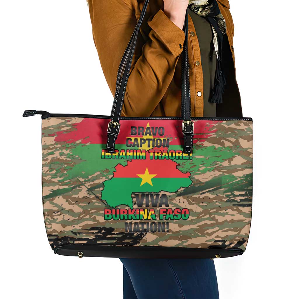 Burkina Faso Military Leather Tote Bag Bravo Caption Traore! Viva Burkina Faso Nation!