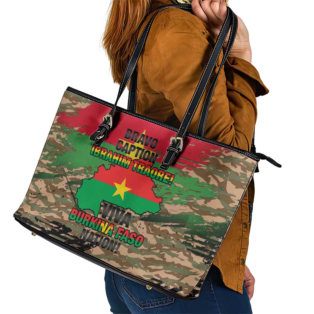 Burkina Faso Military Leather Tote Bag Bravo Caption Traore! Viva Burkina Faso Nation!