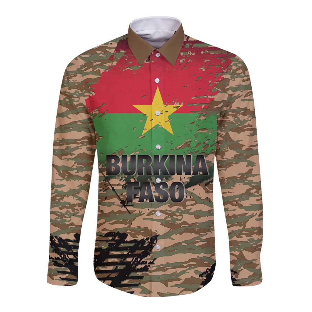 Burkina Faso Military Long Sleeve Button Shirt Bravo Caption Traore! Viva Burkina Faso Nation!
