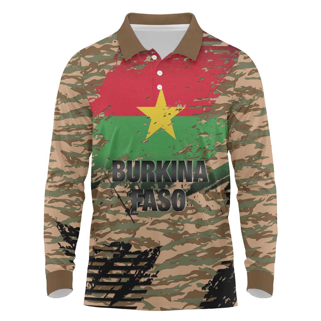 Burkina Faso Military Long Sleeve Polo Shirt Bravo Caption Traore! Viva Burkina Faso Nation!