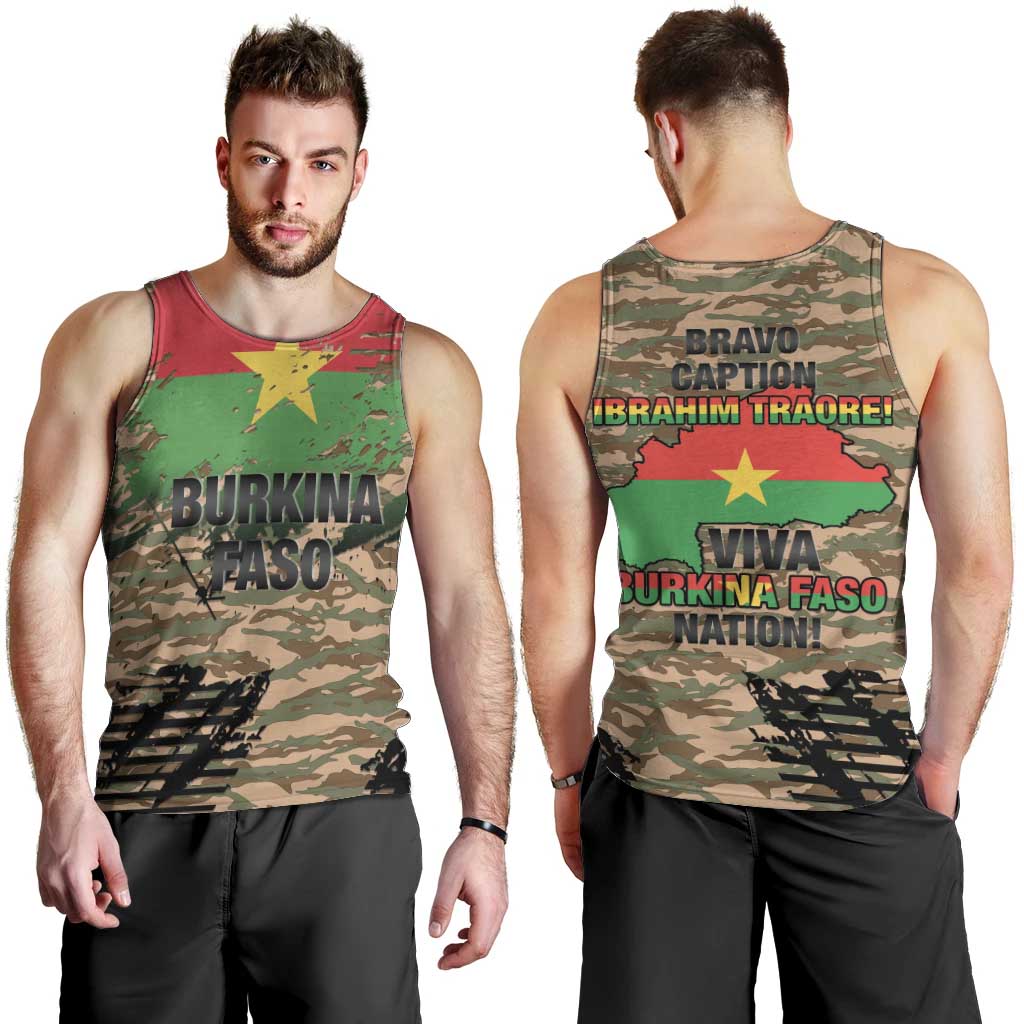 Burkina Faso Military Men Tank Top Bravo Caption Traore! Viva Burkina Faso Nation!