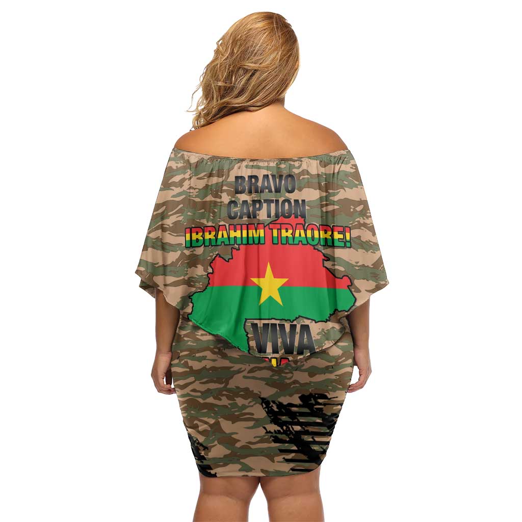 Burkina Faso Military Off Shoulder Short Dress Bravo Caption Traore! Viva Burkina Faso Nation!