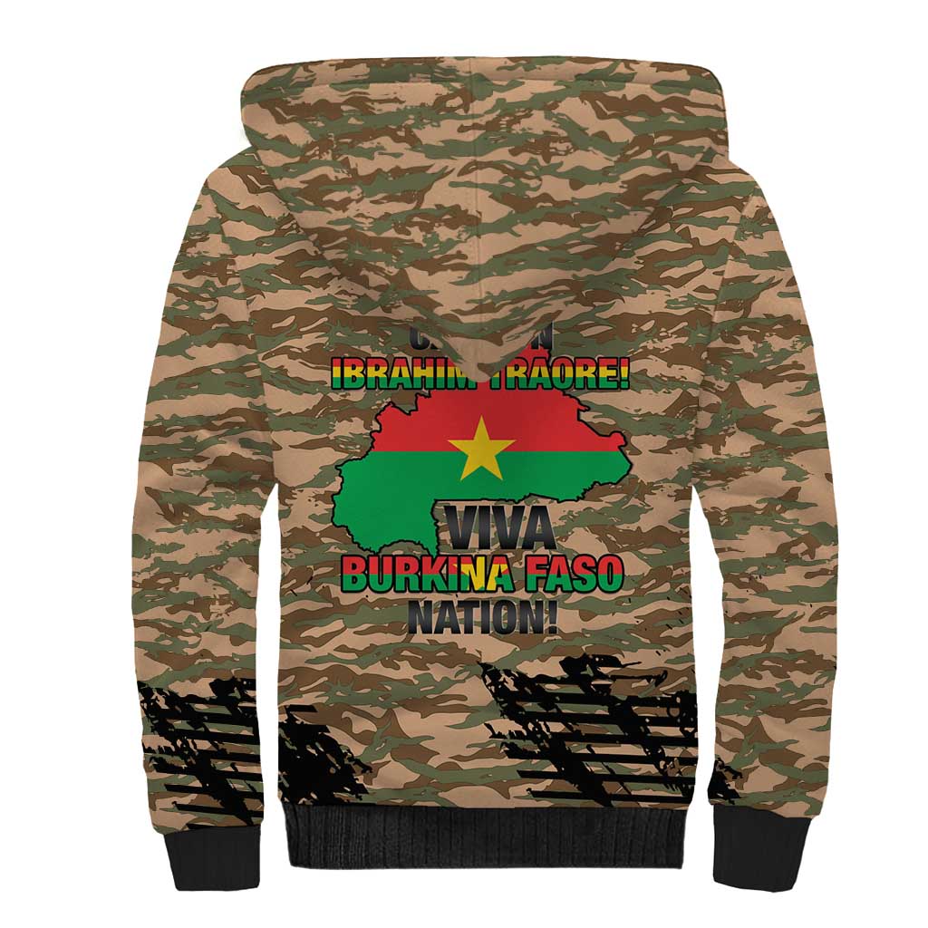 Burkina Faso Military Sherpa Hoodie Bravo Caption Traore! Viva Burkina Faso Nation!