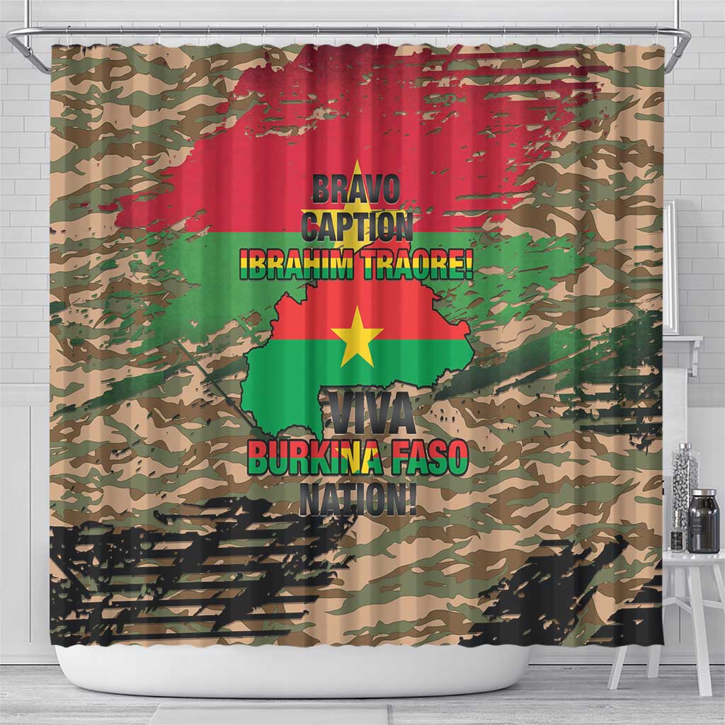 Burkina Faso Military Shower Curtain Bravo Caption Traore! Viva Burkina Faso Nation!