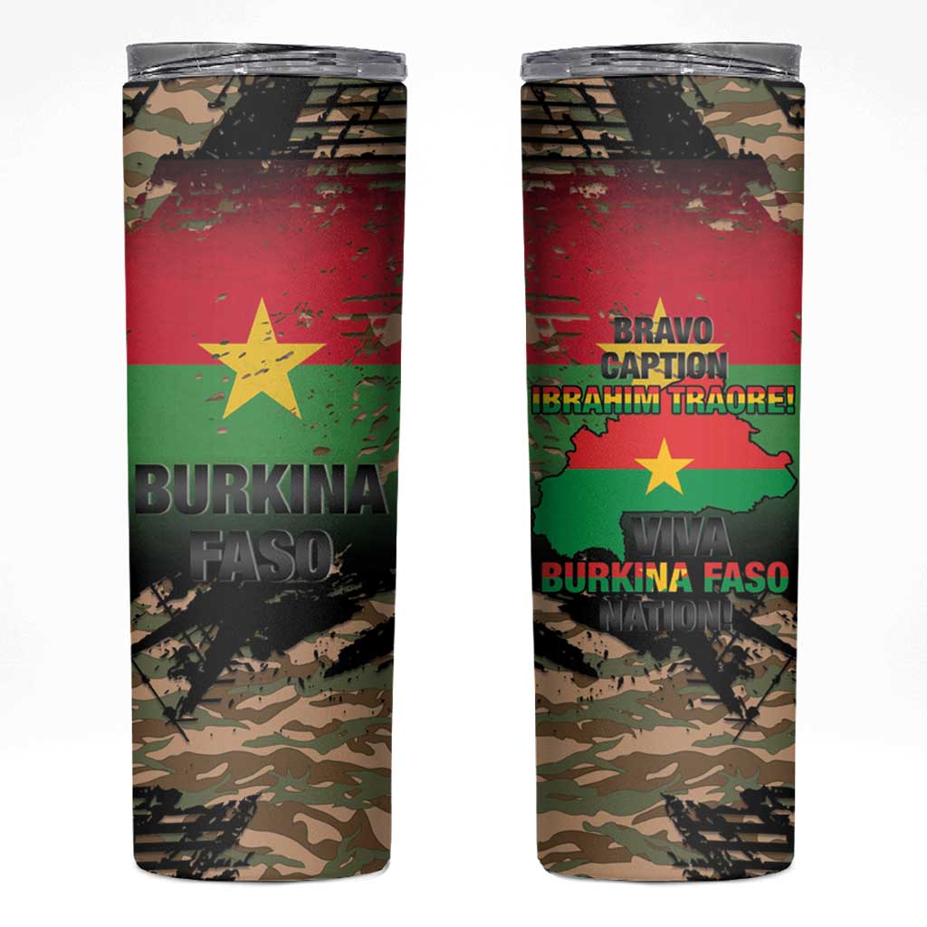 Burkina Faso Military Skinny Tumbler Bravo Caption Traore! Viva Burkina Faso Nation!